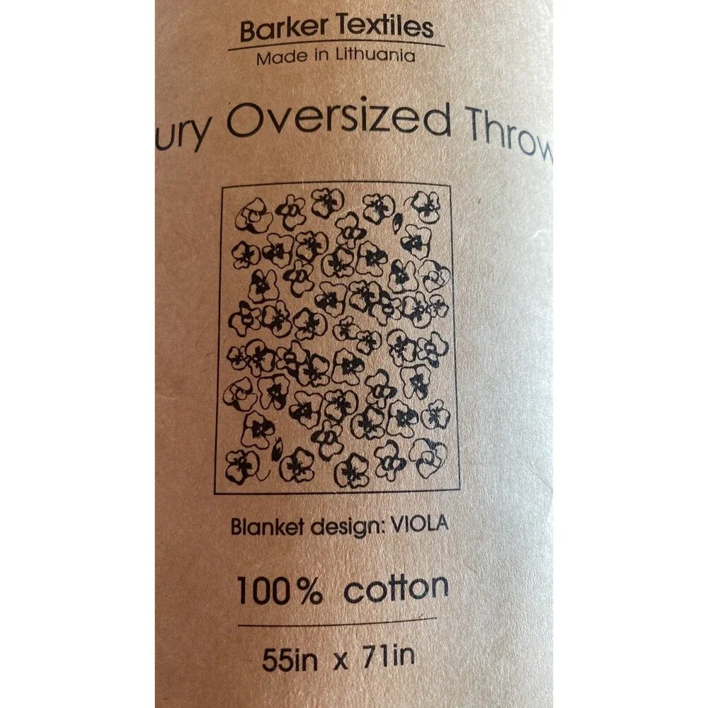 NEW Barker Textiles Orange Luxury Oversized Throw Floral Print 55” x 71”